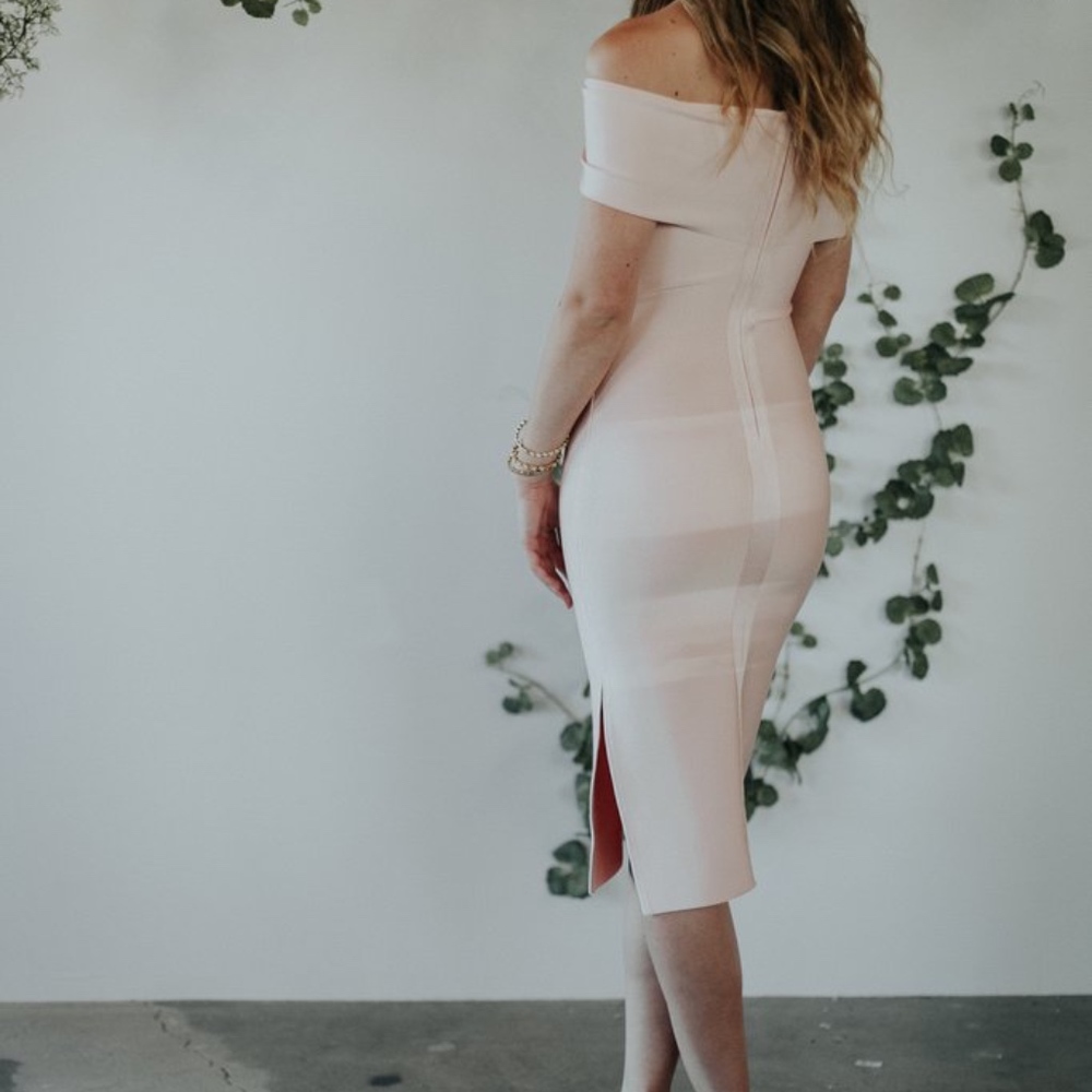 Bariano Off the Shoulder Blush Bodycon with Slits